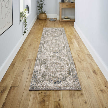 Keesha Bold Distressed Medallion Low-Pile Machine-Washable Area Rug